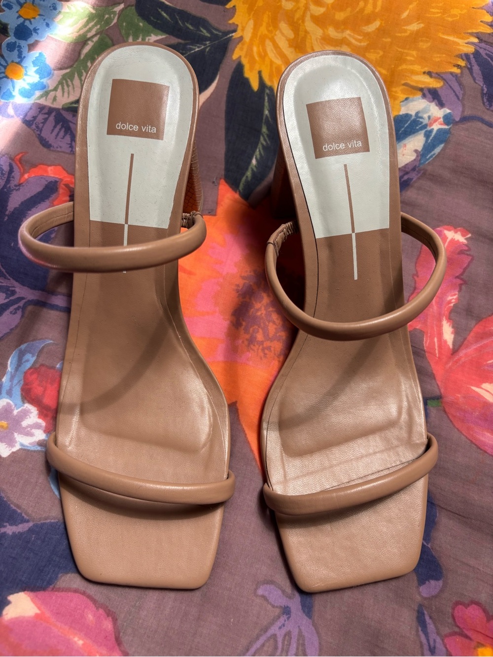 Dolce Vita Nude/Tan Double Strap Square Toe Heels size 12